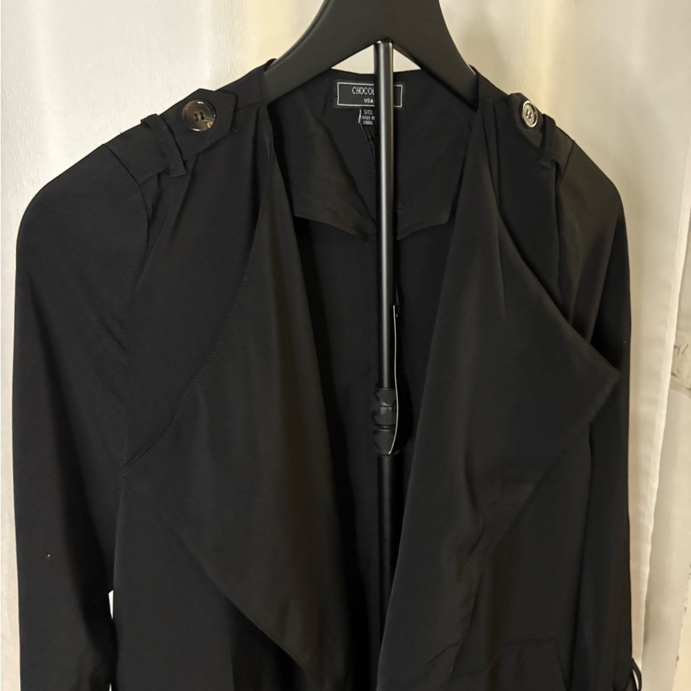 Chocolate Black Open Trench Coat for Women